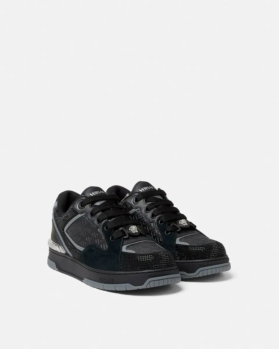 Versace Biggie Basket Embellished Leather Sneakers | Thumbnail 2
