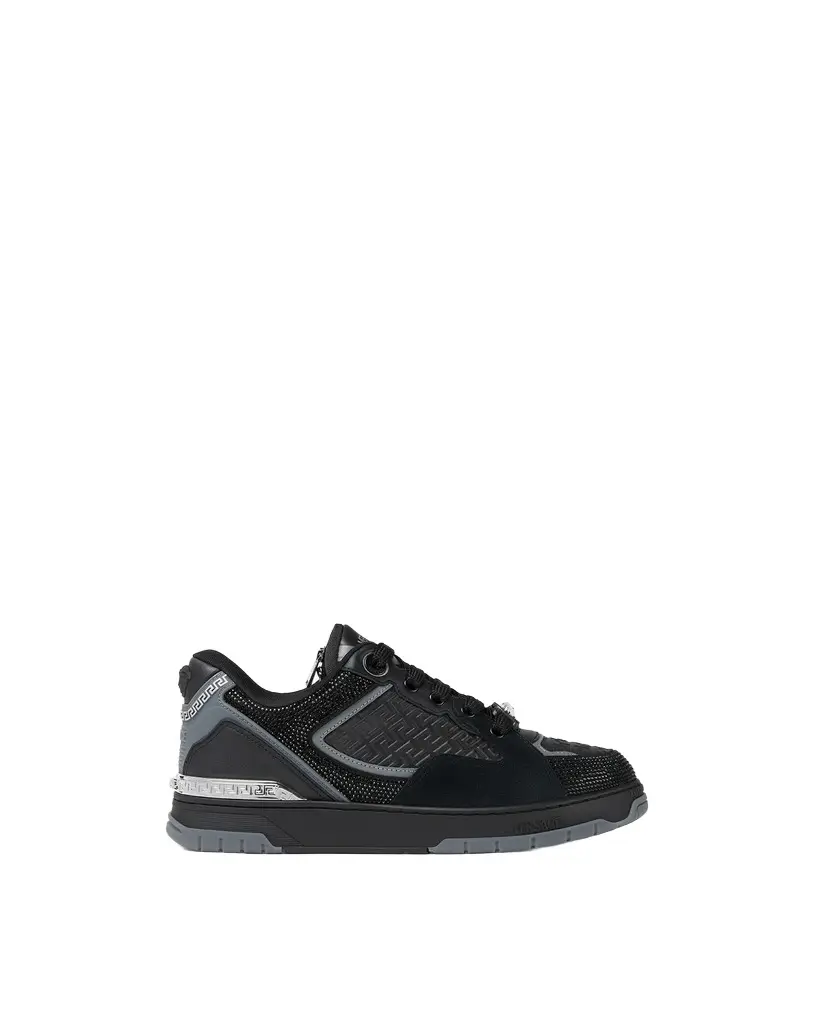 Versace Biggie Basket Embellished Leather Sneakers | Image 1 Versace Biggie Basket Embellished Leather Sneakers | Image 1