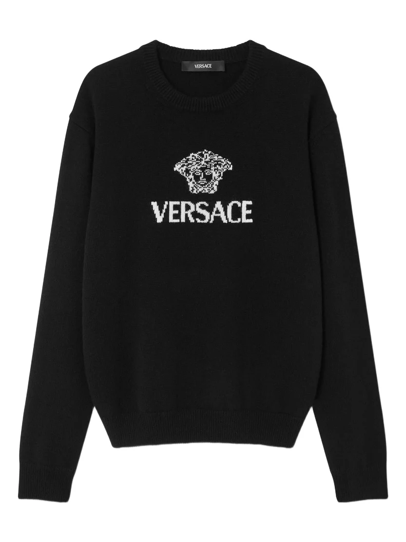 Versace Intarsia Cashmere Knit Sweater