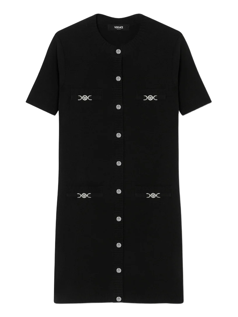 Versace Wool-Cashmere Knit Shirt Dress