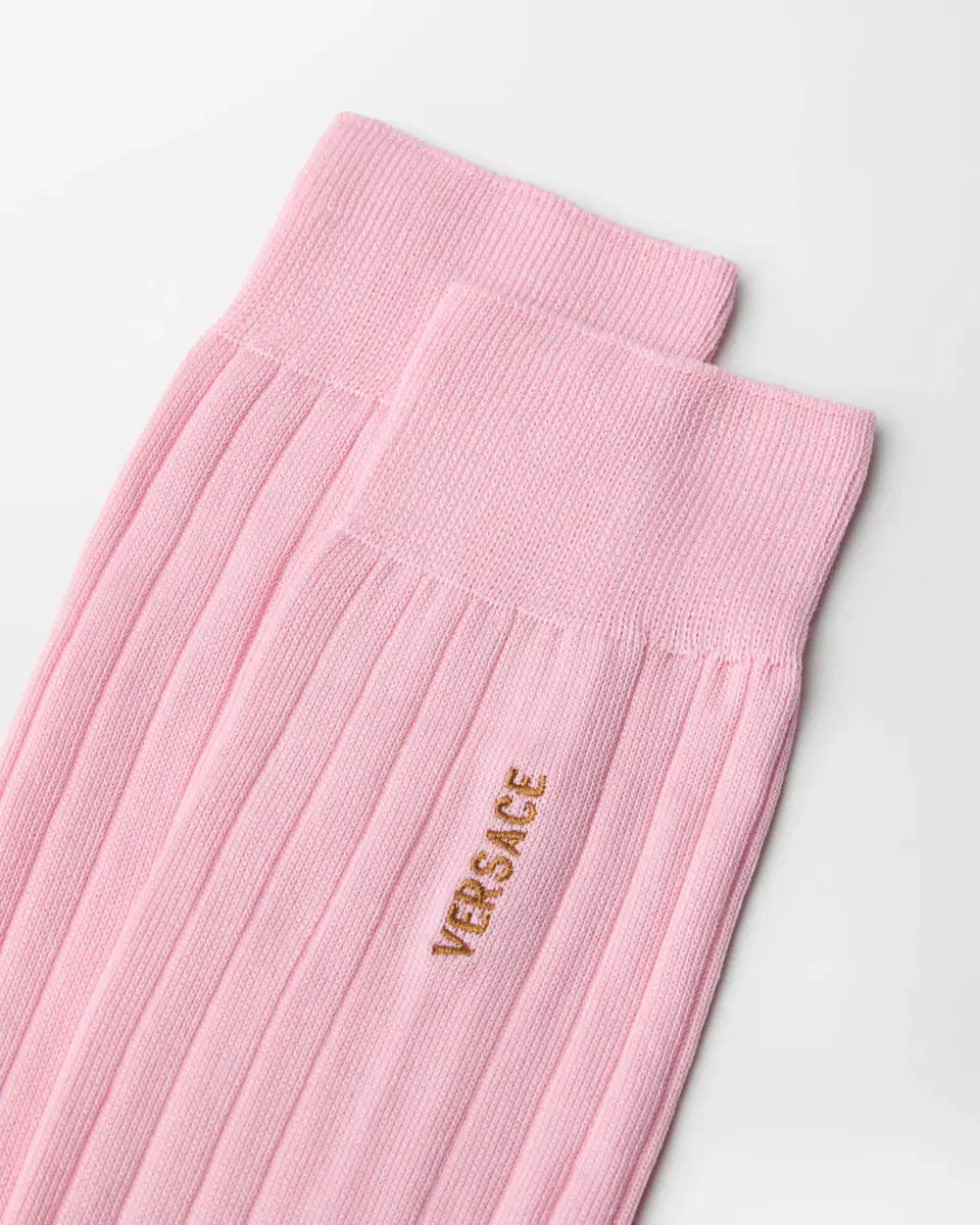Versace Embroidered Cotton Ribbed Socks | Thumbnail 2 Versace Embroidered Cotton Ribbed Socks | Thumbnail 2