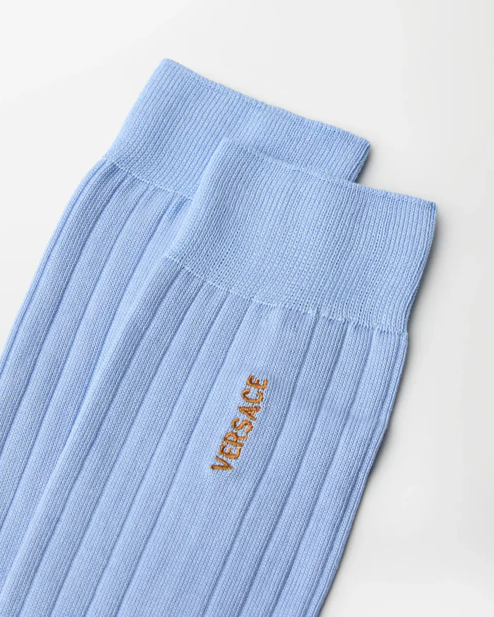 Versace Embroidered Cotton Ribbed Socks | Thumbnail 2