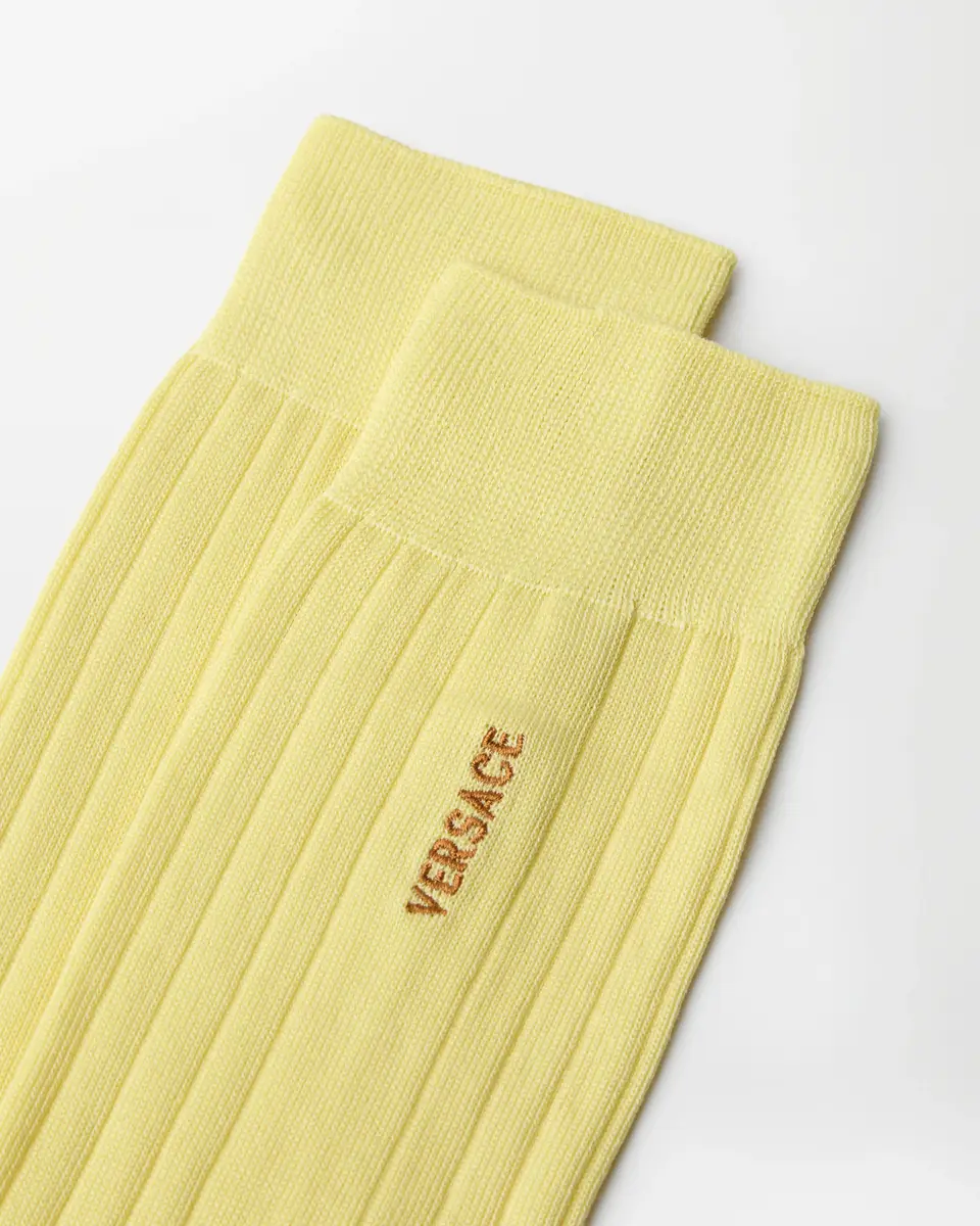 Versace Embroidered Cotton Ribbed Socks | Thumbnail 2