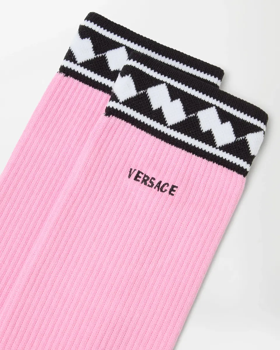 Versace Embroidered Cotton Ribbed Socks | Thumbnail 2