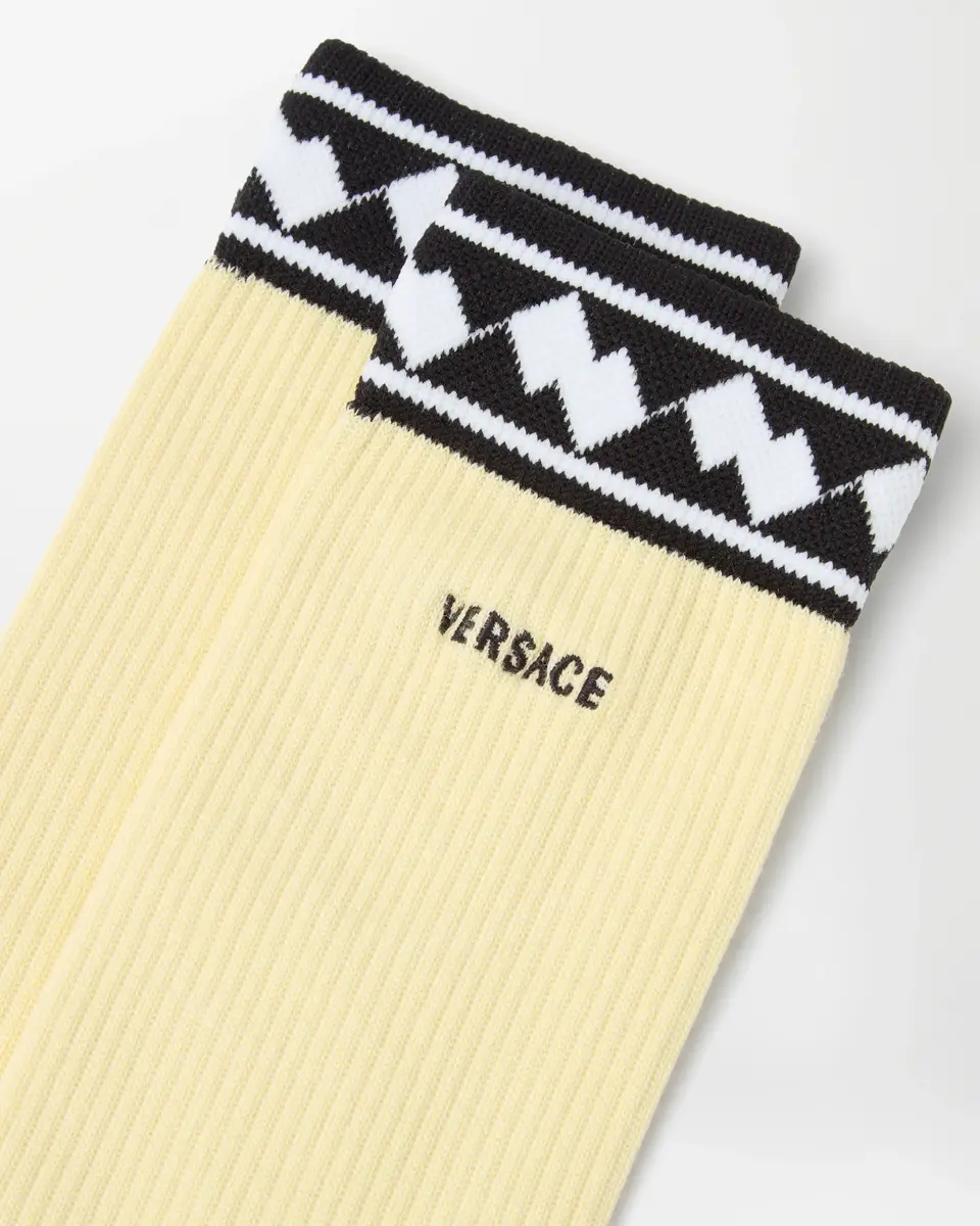 Versace Embroidered Cotton Ribbed Socks | Thumbnail 2 Versace Embroidered Cotton Ribbed Socks | Thumbnail 2
