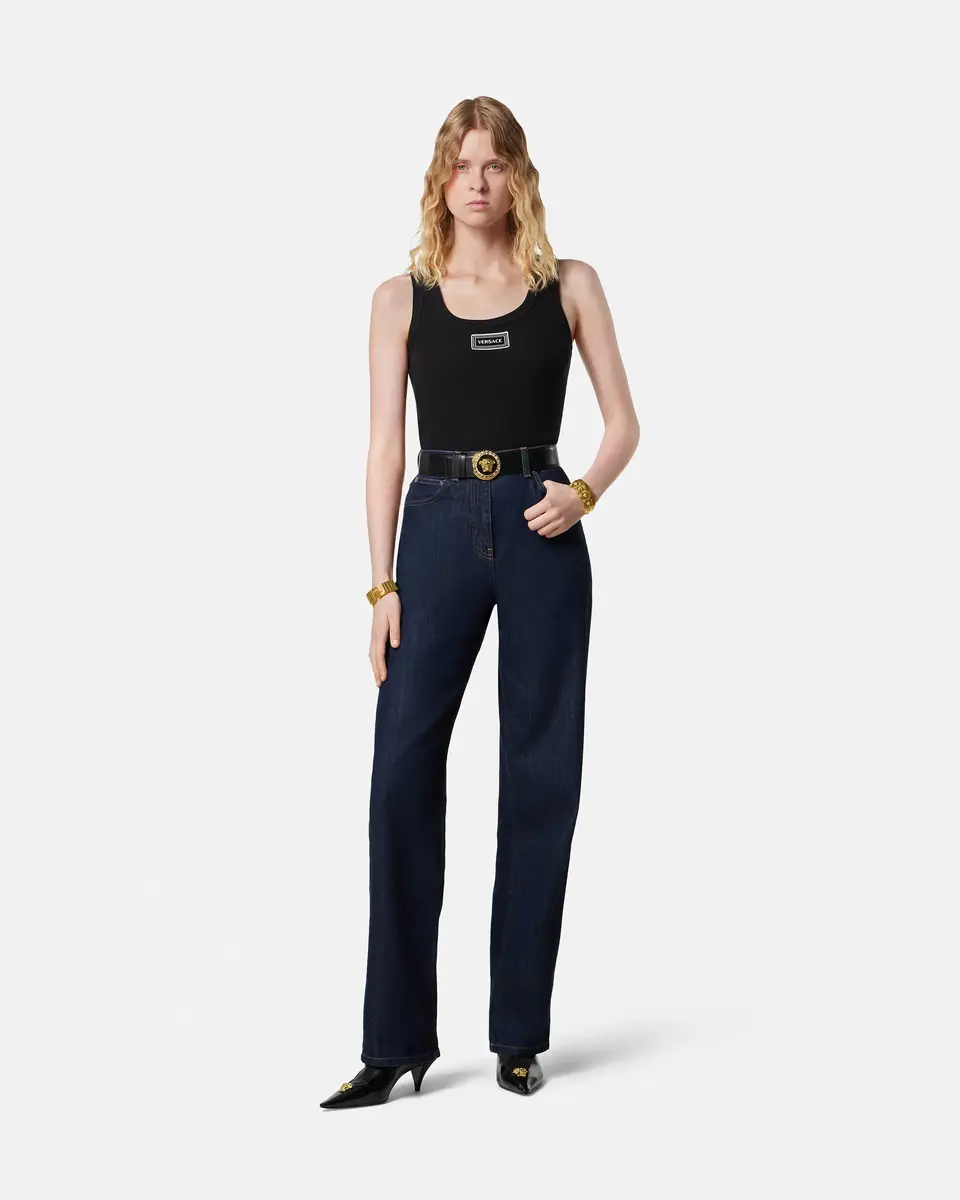 Versace Ribbed Stretch Cotton Tank Top | Thumbnail 2 Versace Ribbed Stretch Cotton Tank Top | Thumbnail 2