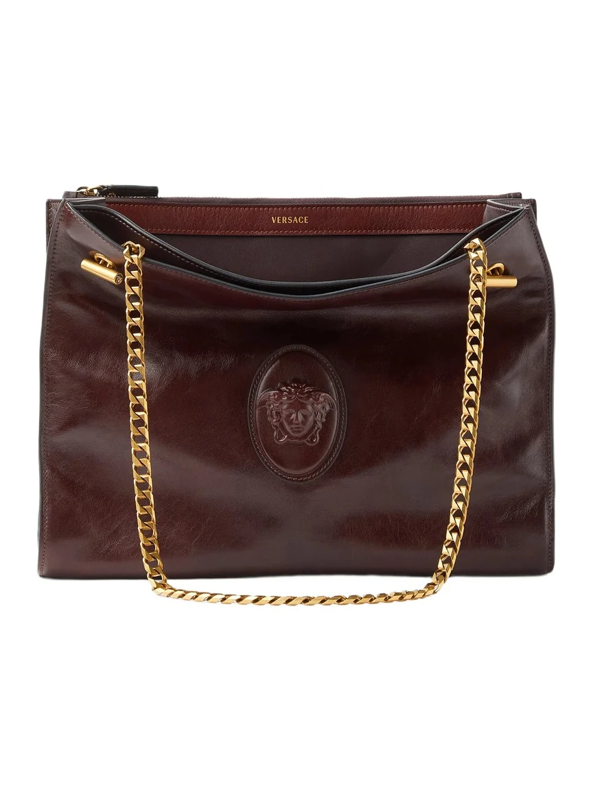 Versace Cabine Leather Shoulder Bag