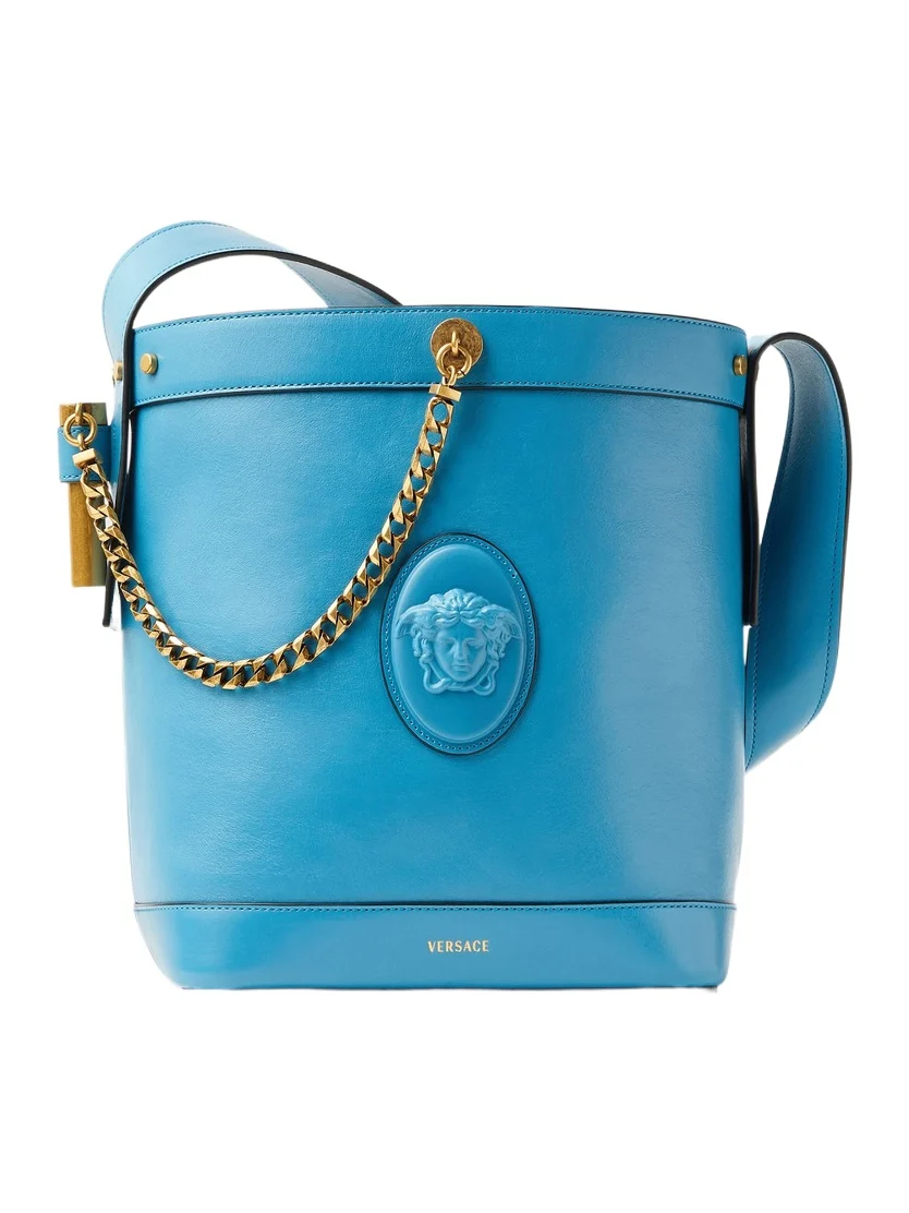 Versace Pivot Small Leather Bucket Bag