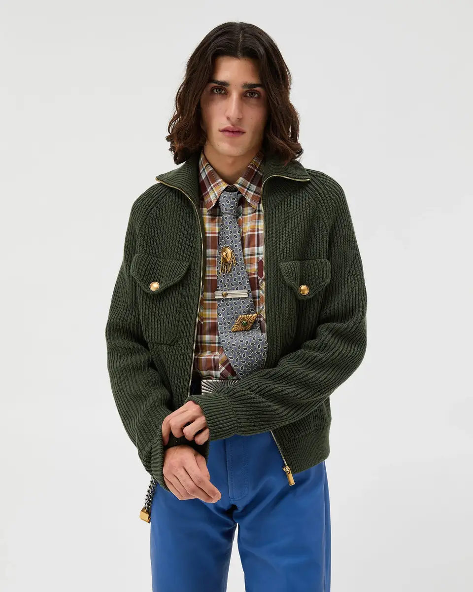 Versace Wool Knit Zip Sweater | Thumbnail 2 Versace Wool Knit Zip Sweater | Thumbnail 2