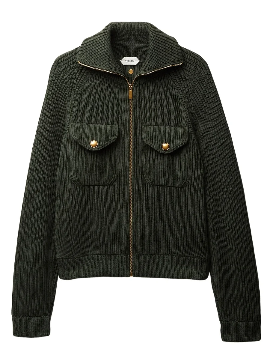 Versace Wool Knit Zip Sweater