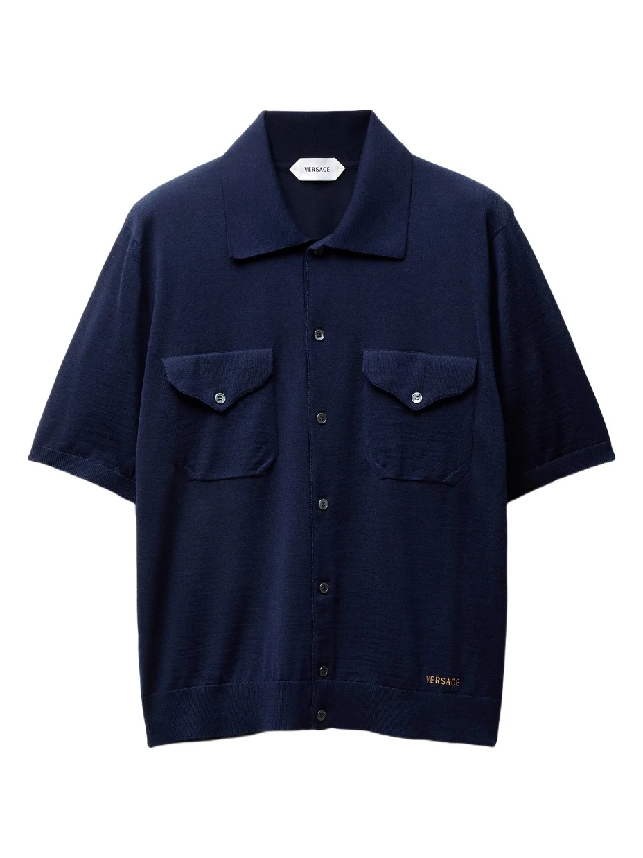 Versace Embroidered Wool Knit Shirt
