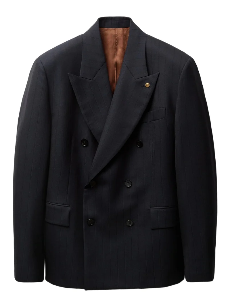 Versace Pinstripe Wool Boxy Blazer