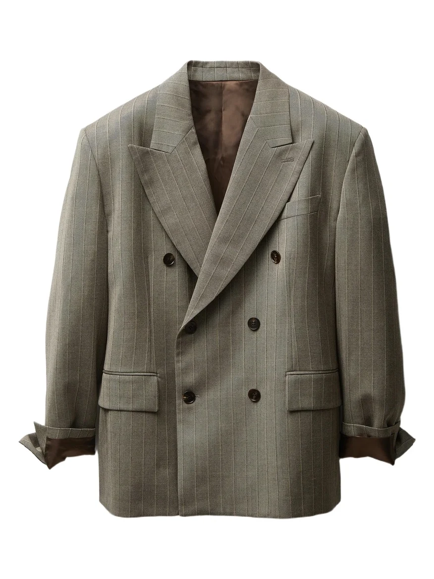 Versace Pinstripe Wool Boxy Blazer