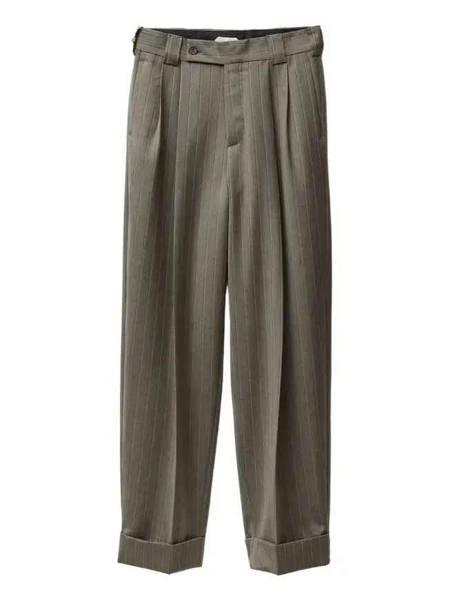 Versace Pinstripe Wool Twill Oversized Pants