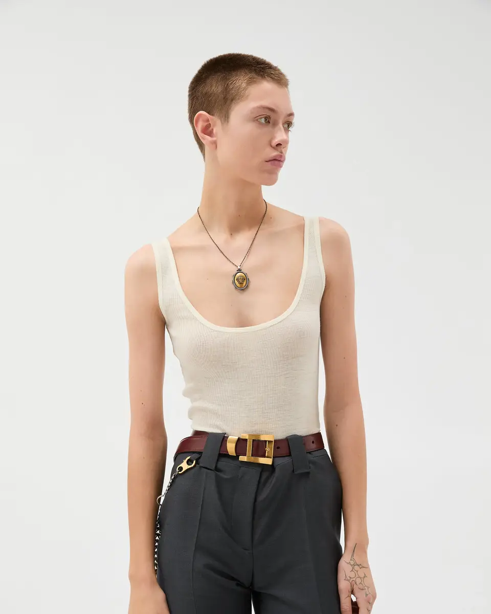 Versace Embroidered Ribbed Wool Tank Top | Thumbnail 2