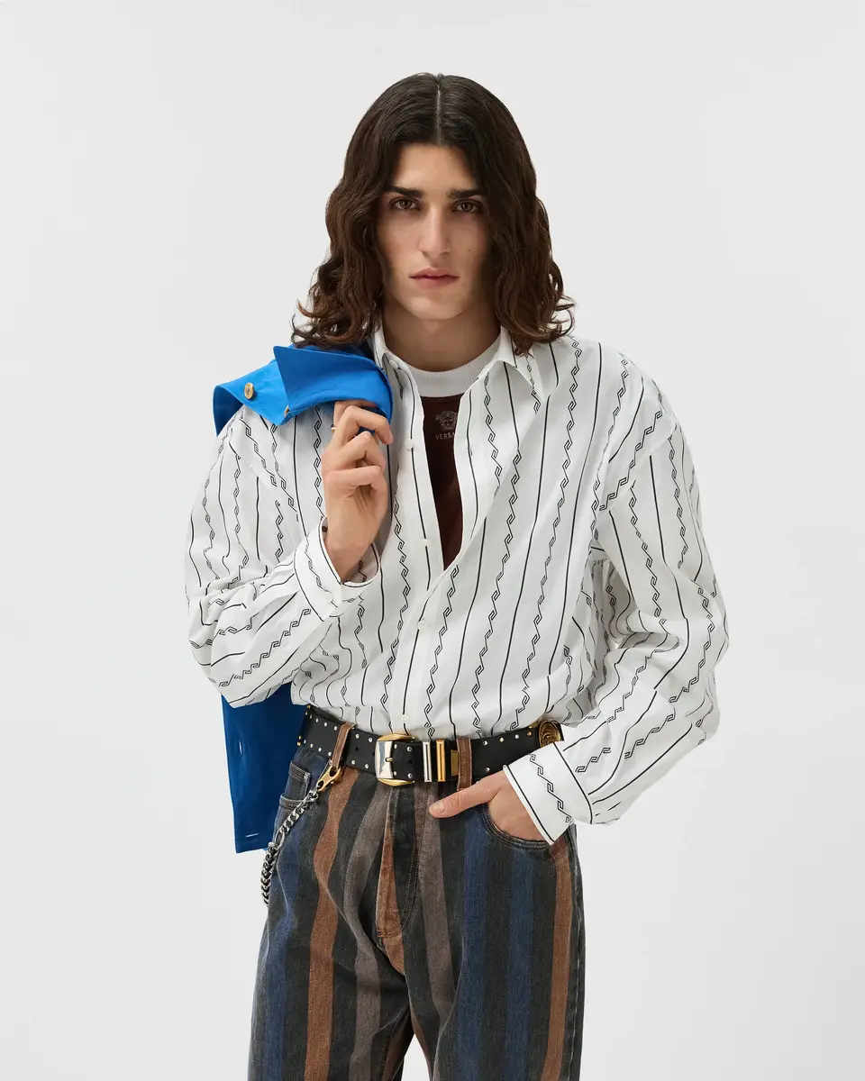 Versace Jacquard Cotton-Silk Loose Shirt | Thumbnail 2 Versace Jacquard Cotton-Silk Loose Shirt | Thumbnail 2