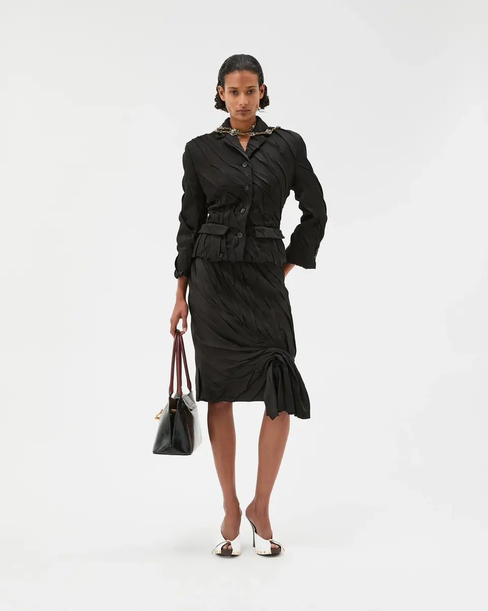 Versace Draped Envers-Satin Midi Skirt | Thumbnail 2 Versace Draped Envers-Satin Midi Skirt | Thumbnail 2