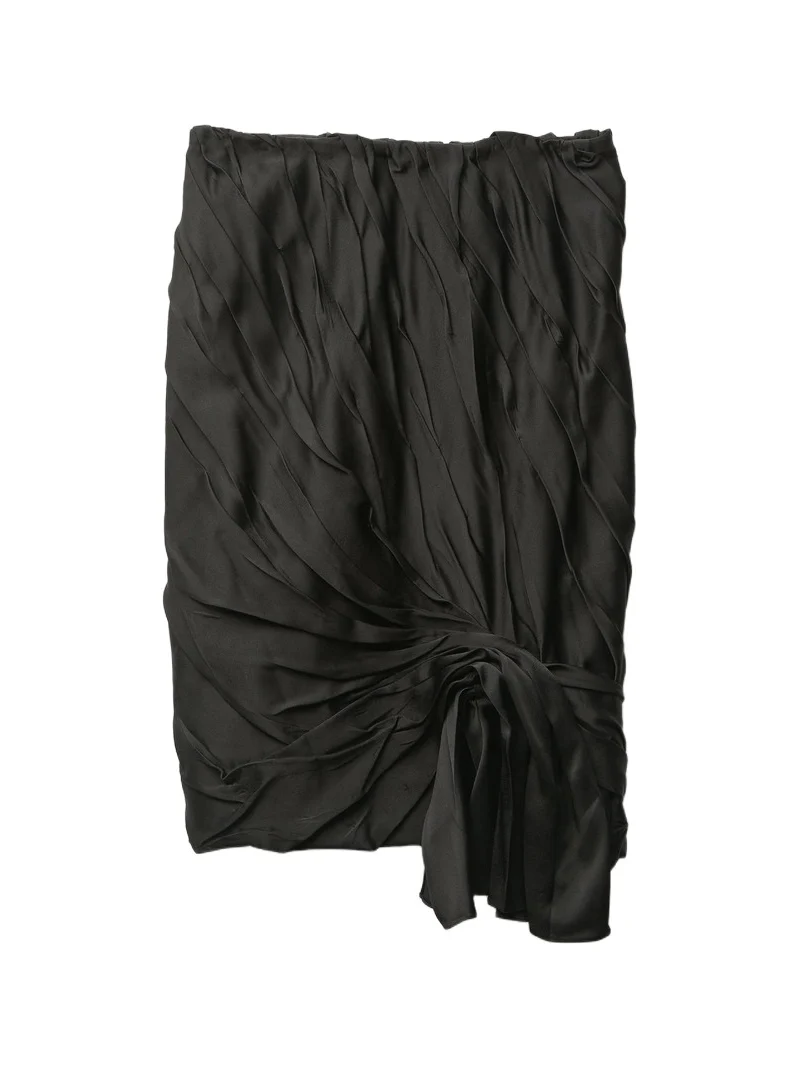 Versace Draped Envers-Satin Midi Skirt