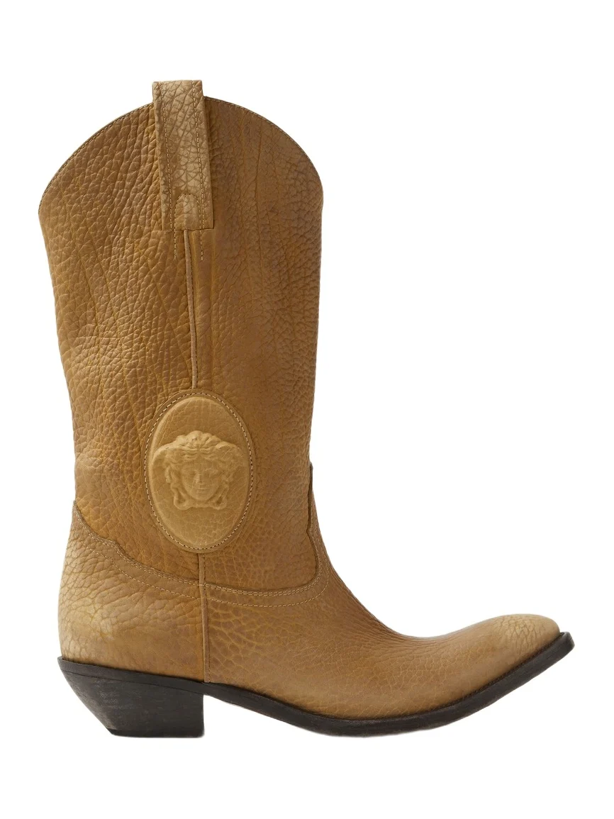 Versace Houston Leather Texan Boots 35 mm