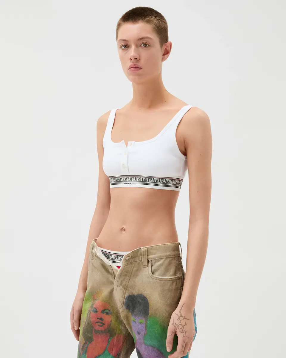 Versace Ribbed Cotton-Jersey Bralette | Thumbnail 2 Versace Ribbed Cotton-Jersey Bralette | Thumbnail 2