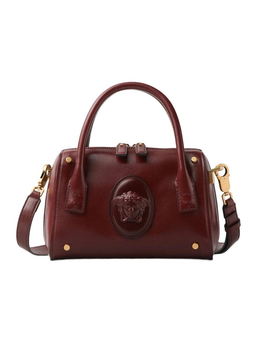 Versace Roomy Small Leather Boston Bag