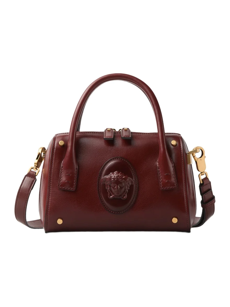 Versace Roomy Small Leather Boston Bag