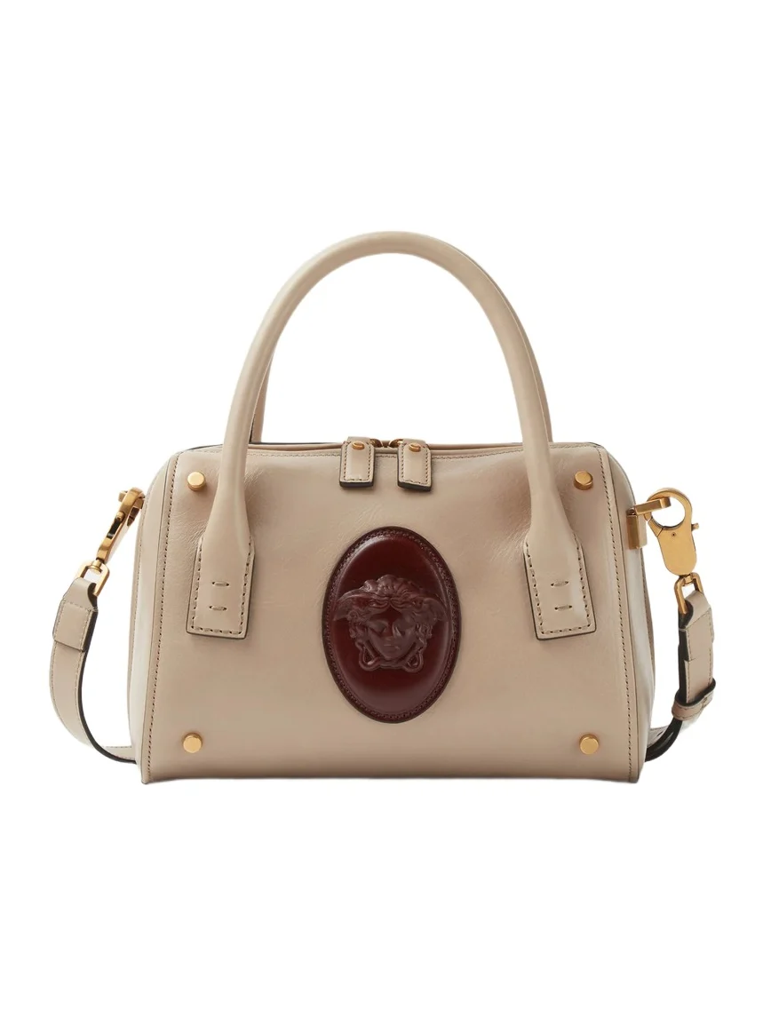 Versace Roomy Small Leather Boston Bag