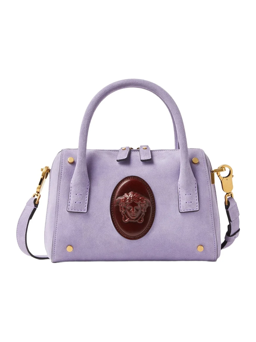 Versace Roomy Small Suede Boston Bag