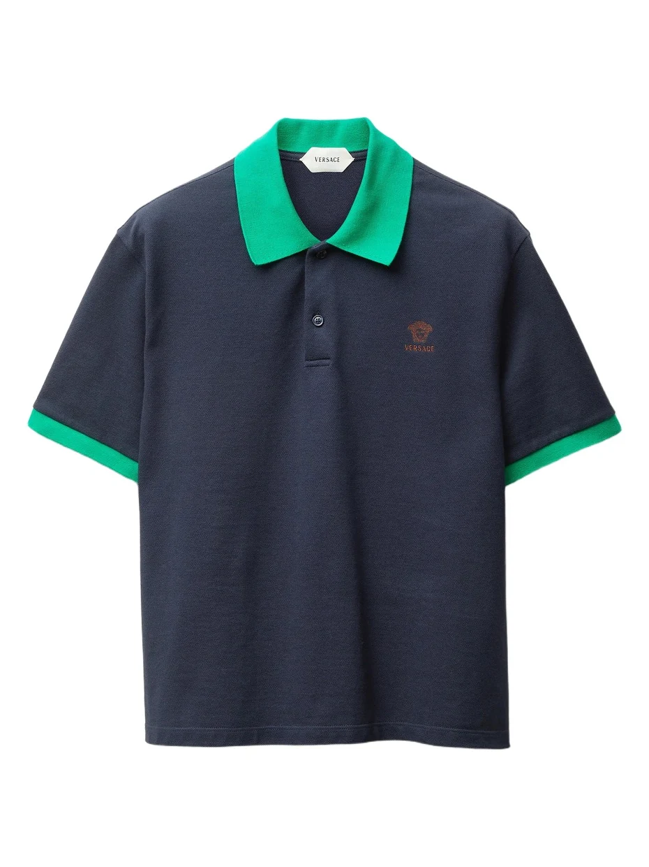 Versace Embroidered Cotton Piqué Polo