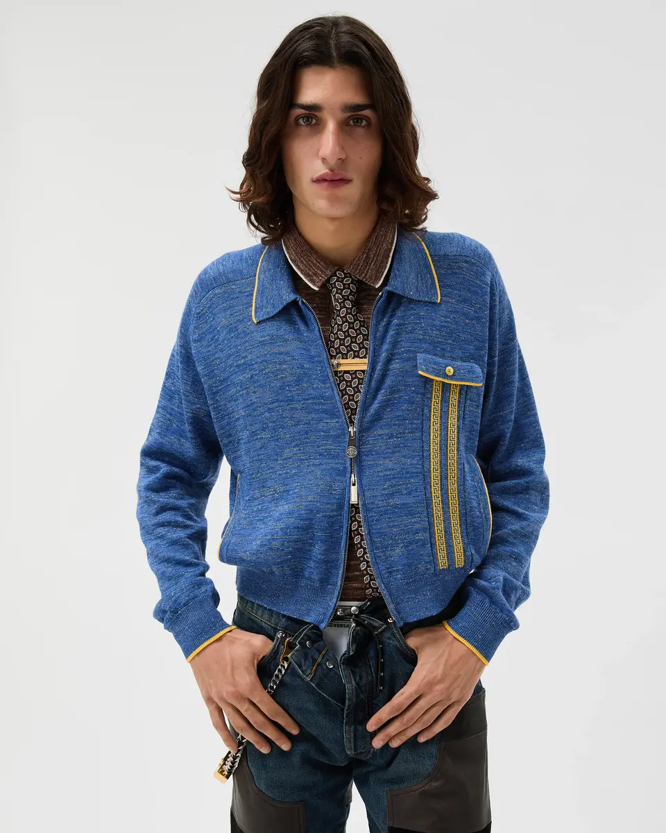 Versace Mouliné Jacquard Knit Zip Sweater | Thumbnail 2