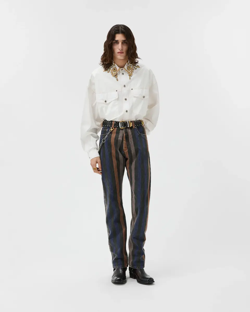 Versace Striped Straight Jeans | Thumbnail 2 Versace Striped Straight Jeans | Thumbnail 2