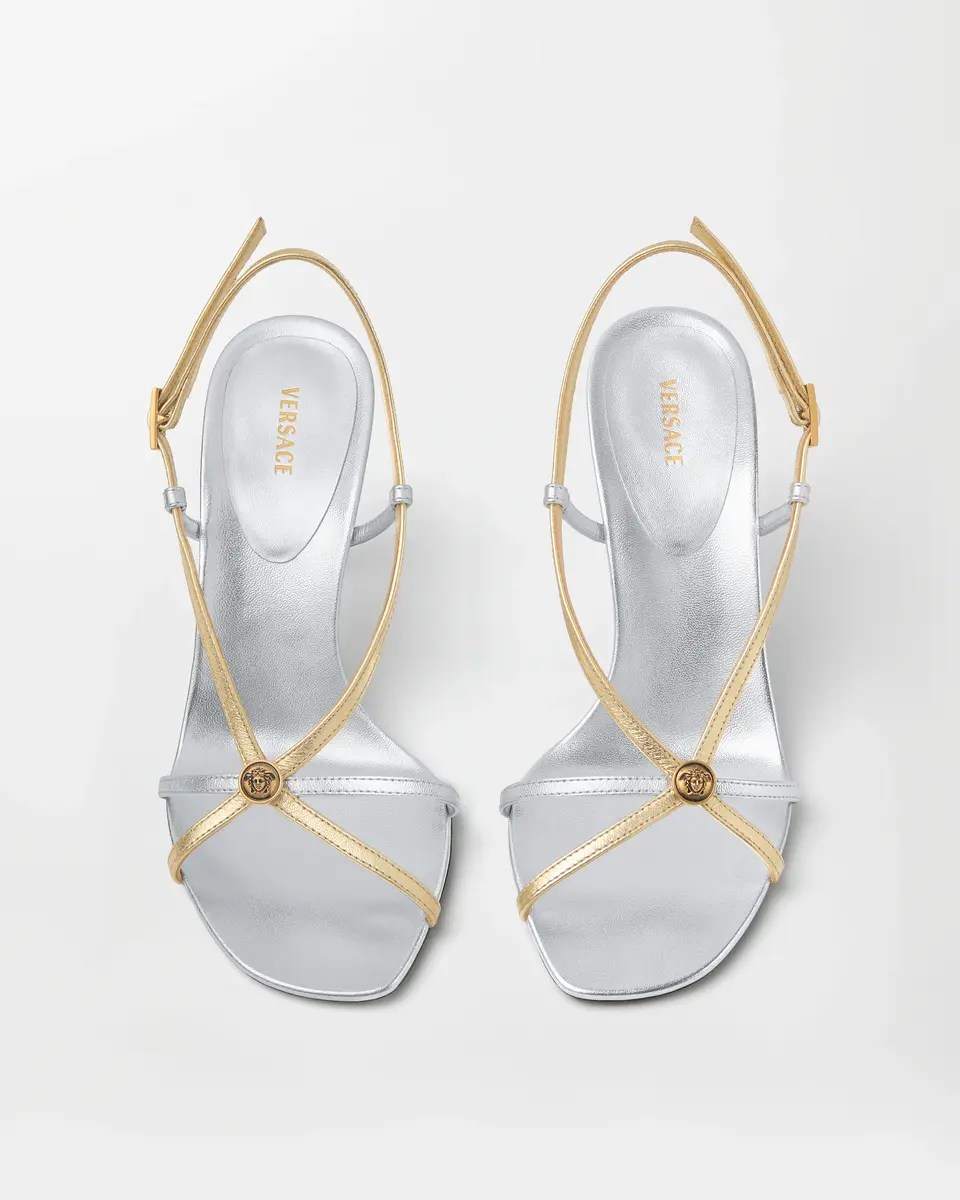 Versace Valentina Metallic Sandals 80 mm | Thumbnail 2
