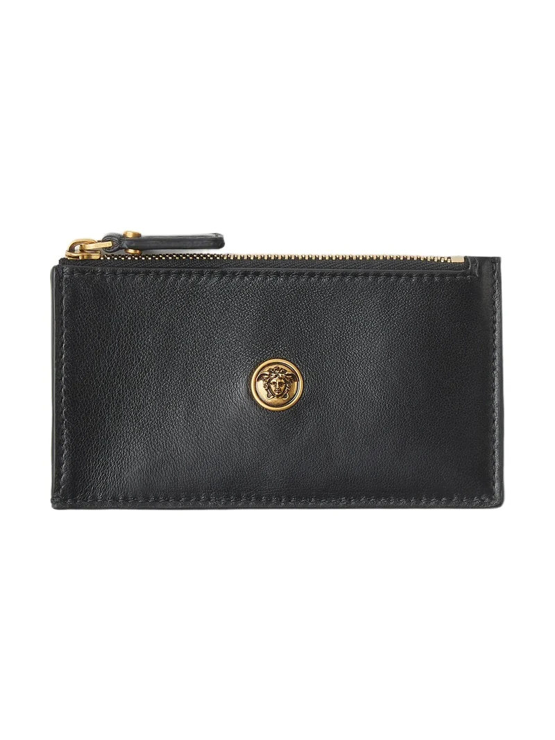 Versace Emblème Leather Zip Card Holder