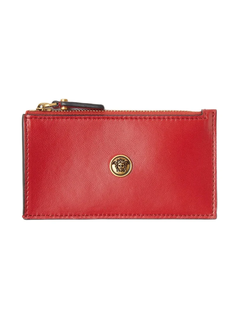 Versace Emblème Leather Zip Card Holder