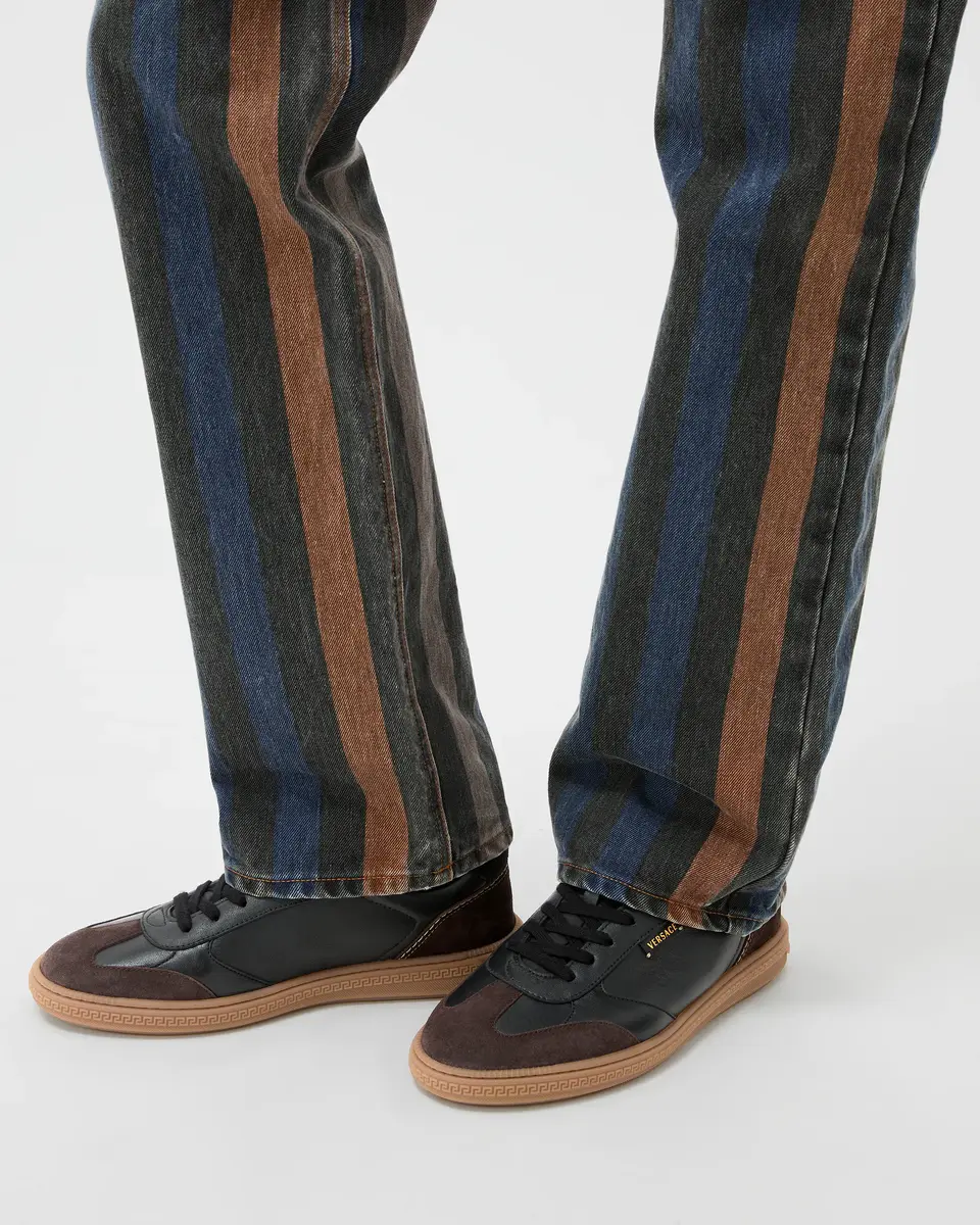 Versace Greca Court Nappa & Suede Sneakers | Thumbnail 2 Versace Greca Court Nappa & Suede Sneakers | Thumbnail 2