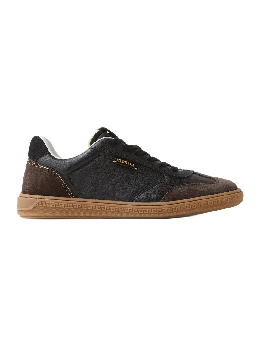 Versace Greca Court Nappa & Suede Sneakers
