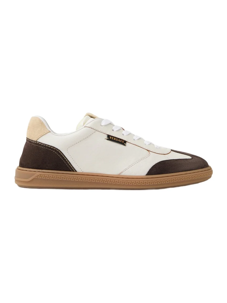 Versace Greca Court Nappa & Suede Sneakers