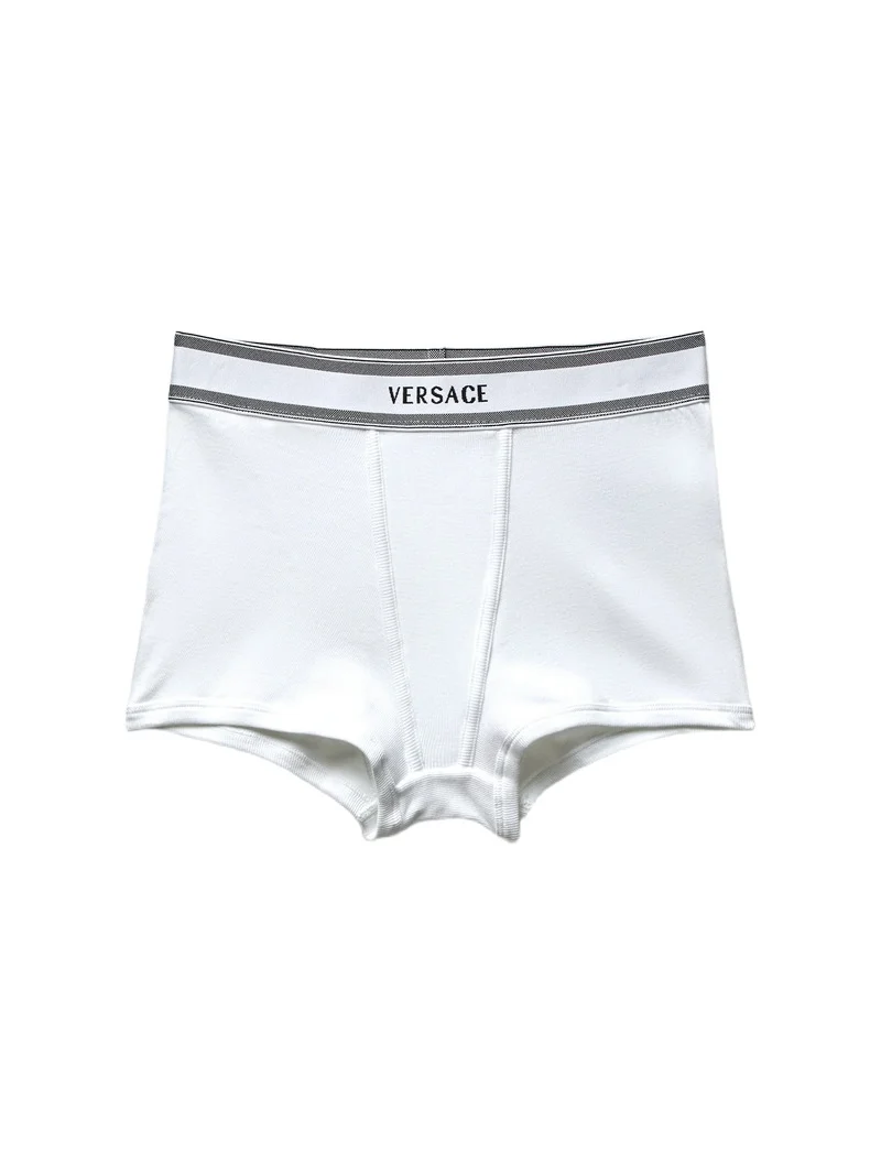 Versace Ribbed Cotton-Jersey Trunks