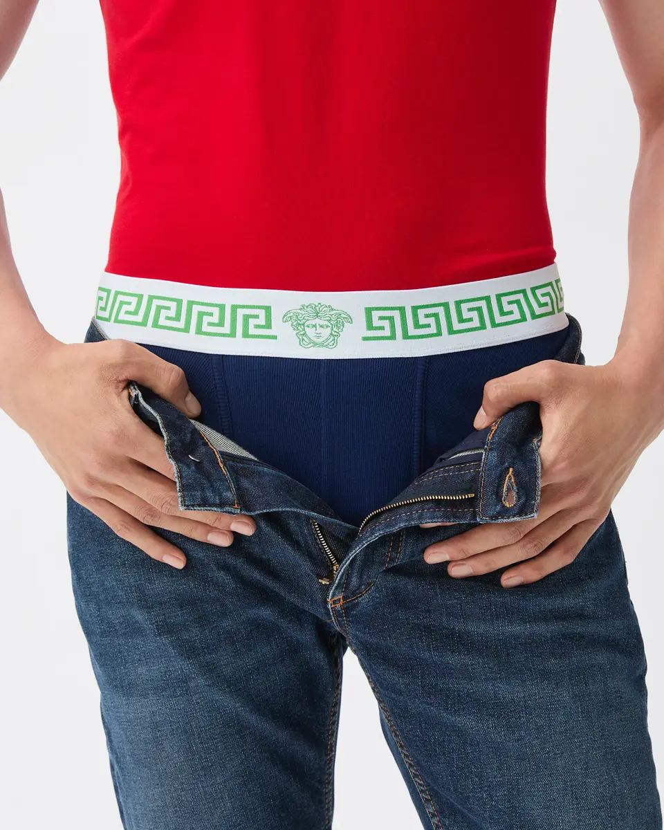 Versace Ribbed Cotton-Jersey Trunks | Thumbnail 2 Versace Ribbed Cotton-Jersey Trunks | Thumbnail 2