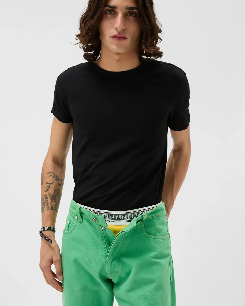 Versace Embroidered Cotton-Jersey T-Shirt | Thumbnail 2 Versace Embroidered Cotton-Jersey T-Shirt | Thumbnail 2