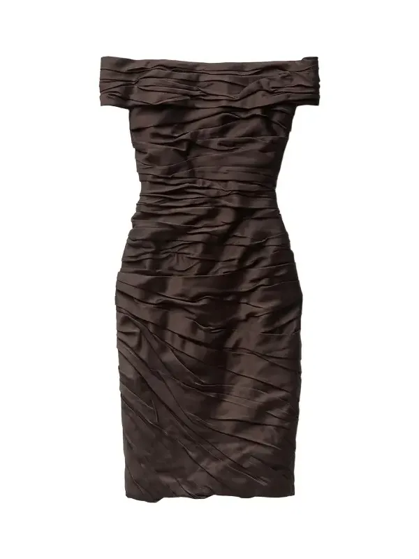 Draped Envers-Satin Off-Shoulder Midi Dress Draped Envers-Satin Off-Shoulder Midi Dress
