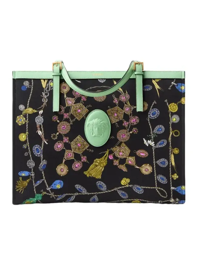 Versace Rivière Printed Large Canvas Tote