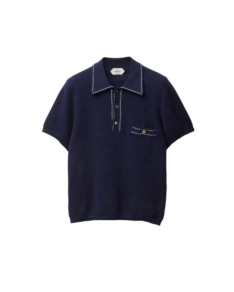 Versace Cotton Knit Polo | Image 1 Versace Cotton Knit Polo | Image 1