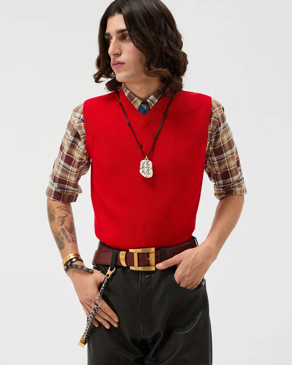 Versace Embroidered Wool Knit Vest | Thumbnail 2 Versace Embroidered Wool Knit Vest | Thumbnail 2