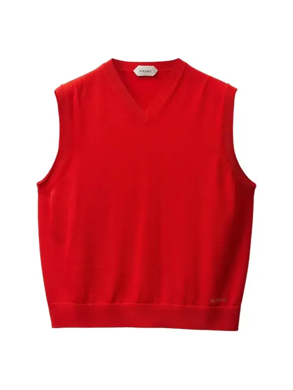 Versace Embroidered Wool Knit Vest