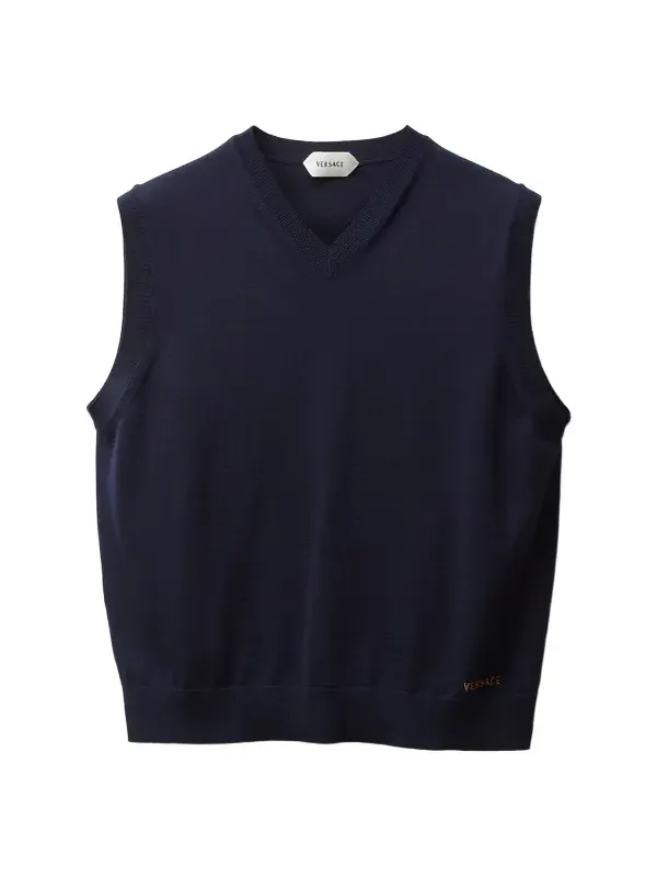 Versace Embroidered Wool Knit Vest