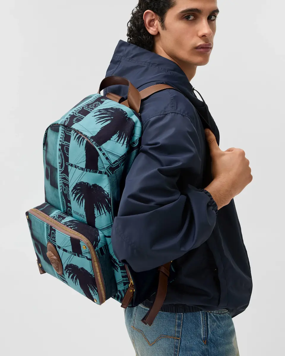 Versace Lou Printed Canvas Backpack | Thumbnail 2 Versace Lou Printed Canvas Backpack | Thumbnail 2