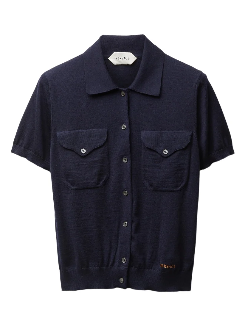 Versace Embroidered Wool Knit Cardigan