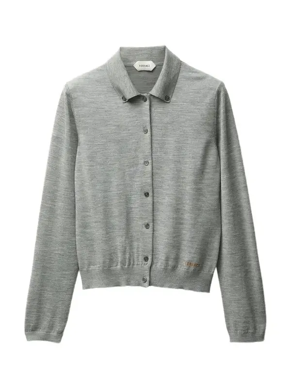 Versace Embroidered Wool Knit Cardigan