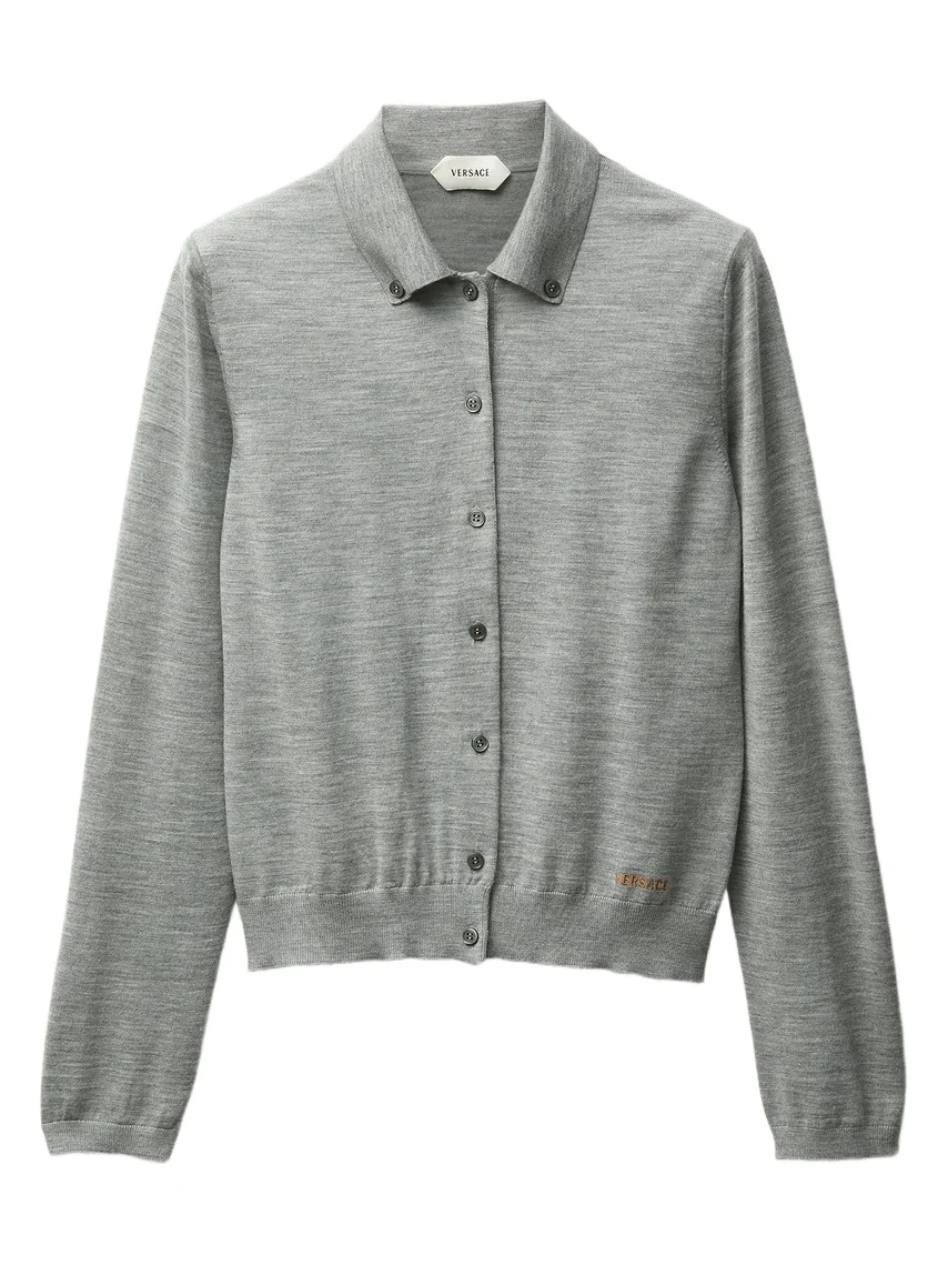 Versace Embroidered Wool Knit Cardigan